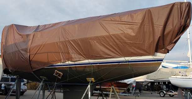 Brown boat cover