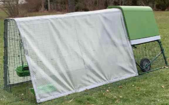 Tarp used as a chicken run