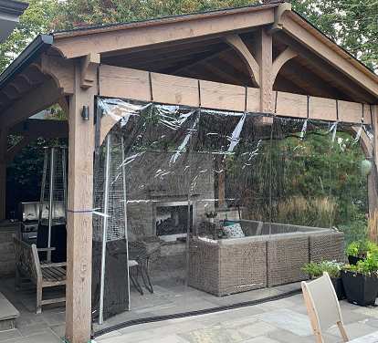 Gazebo with two sides covered