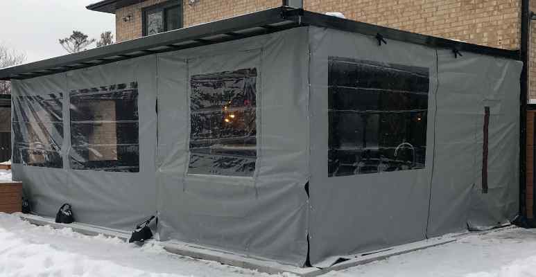 Grey patio enclosure