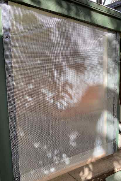 Transparent window tarp outside view