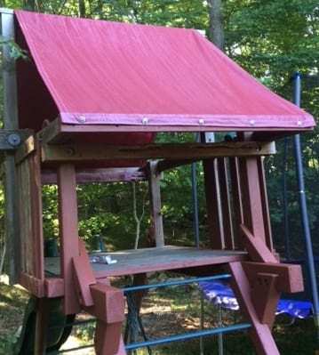 Swingset cover provides shade and rain protection